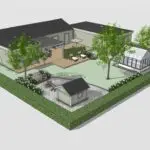 70 tals trädgård som har moderniserats. trädgårdsdesgin av Flora Trädgård AB