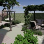 Radhusträdgård designad av trädgårdsarkitekt Flora trädgård