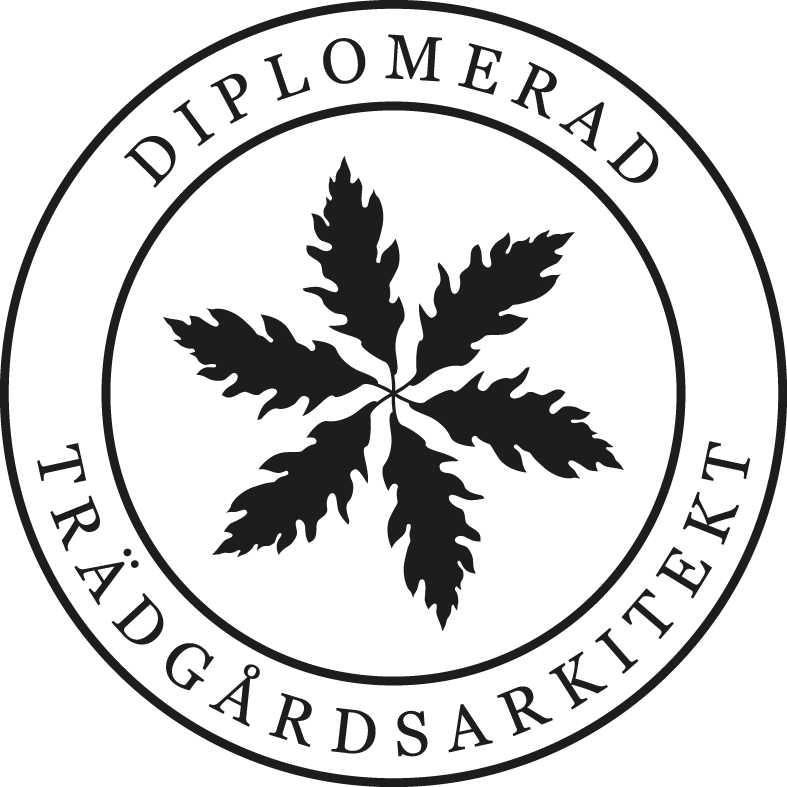 Diplomerad trädgårdsarkitekt emblem svart